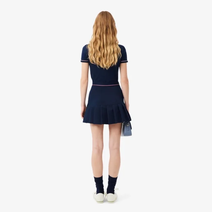 Falda corta plisada de mezcla de lana para mujer