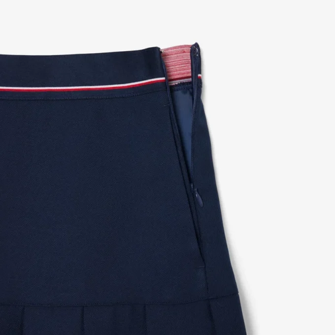 Falda corta plisada de mezcla de lana para mujer