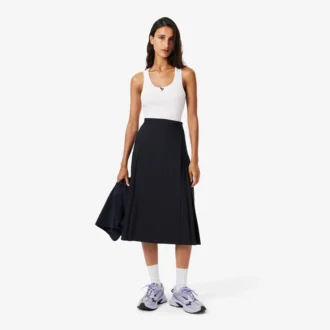 Falda cruzada midi de lana plisada para mujer