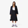 Falda cruzada midi de lana plisada para mujer