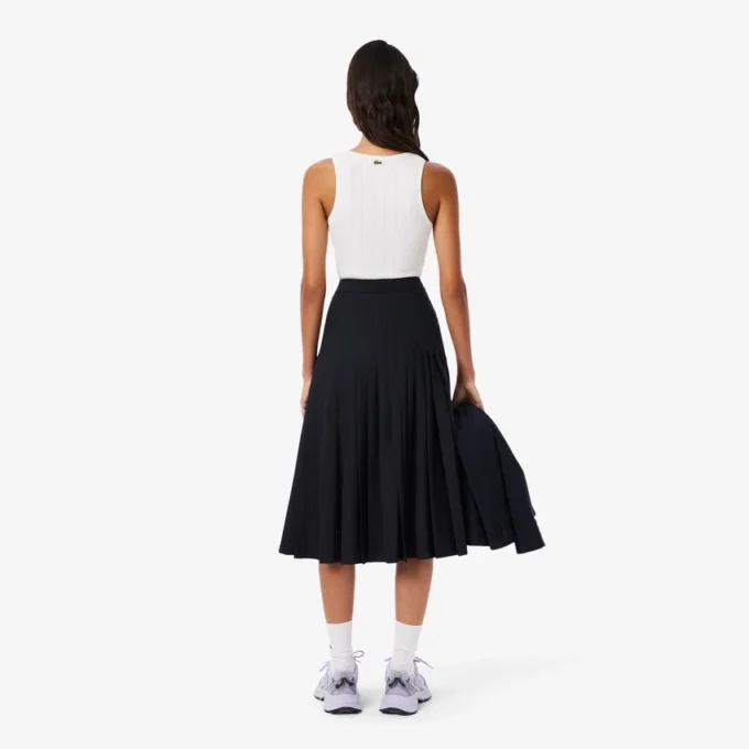 Falda cruzada midi de lana plisada para mujer