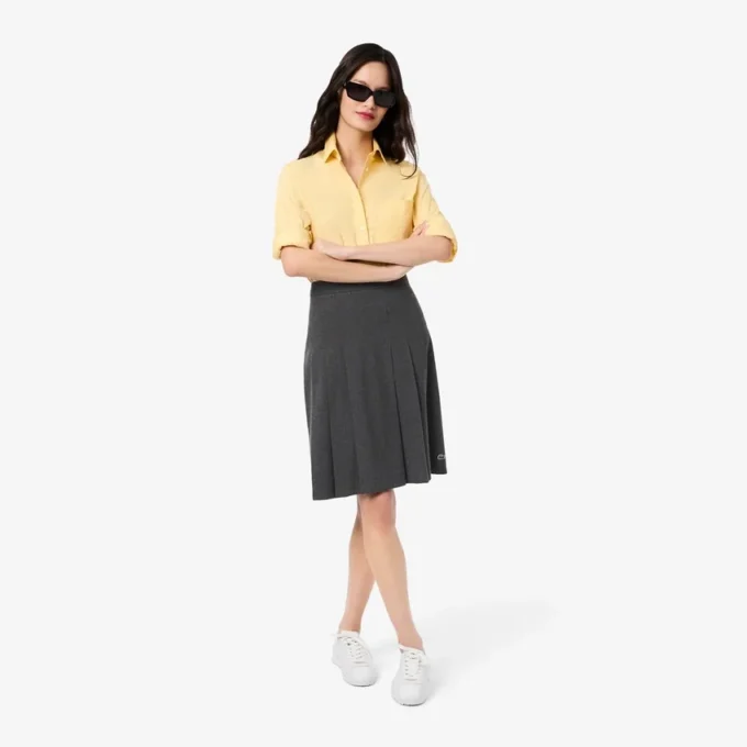 Falda midi de franela plisada para mujer