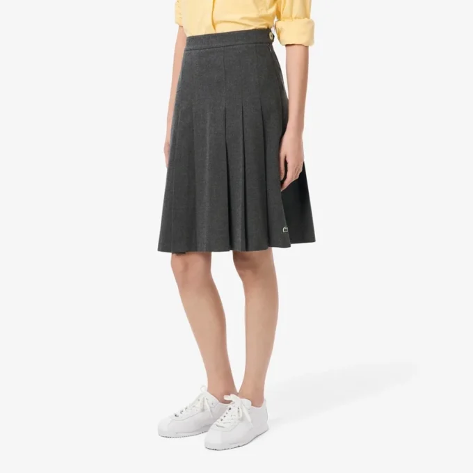 Falda midi de franela plisada para mujer