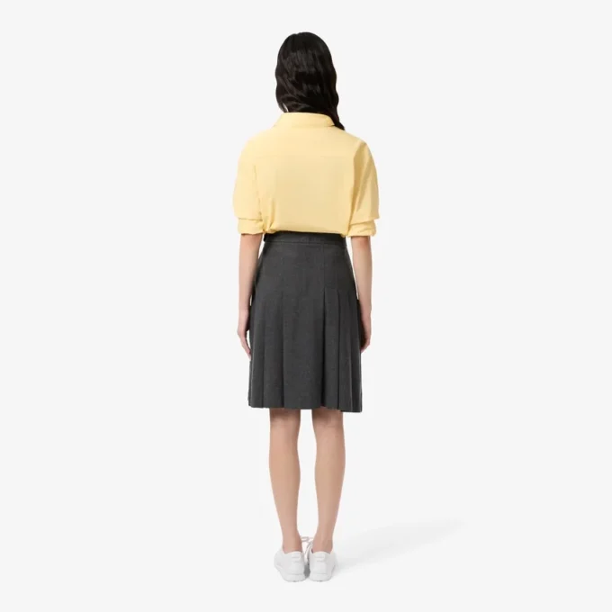 Falda midi de franela plisada para mujer