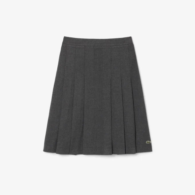 Falda midi de franela plisada para mujer