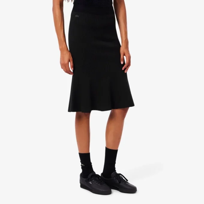 Falda midi de punto acanalado 3D para mujer
