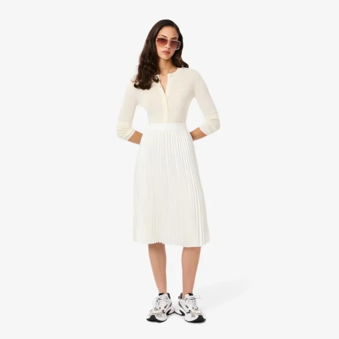 Falda midi plisada de satén para mujer
