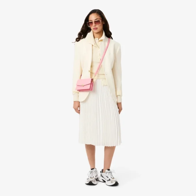 Falda midi plisada de satén para mujer