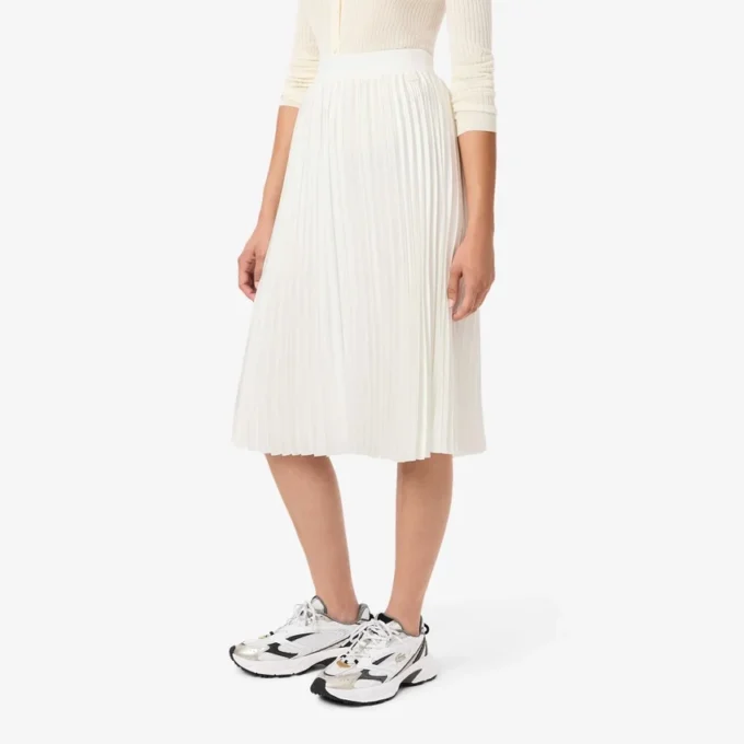 Falda midi plisada de satén para mujer