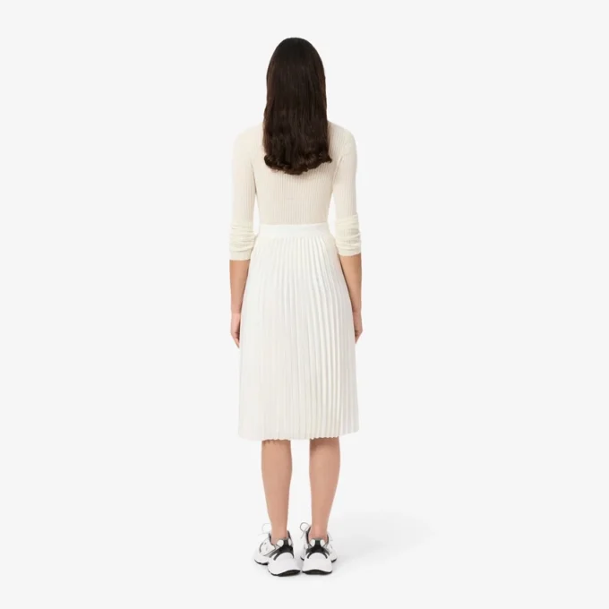 Falda midi plisada de satén para mujer