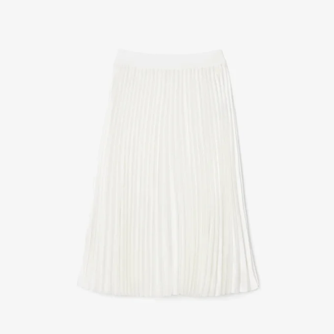 Falda midi plisada de satén para mujer