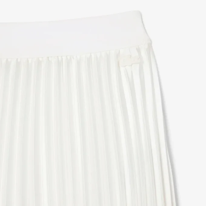 Falda midi plisada de satén para mujer