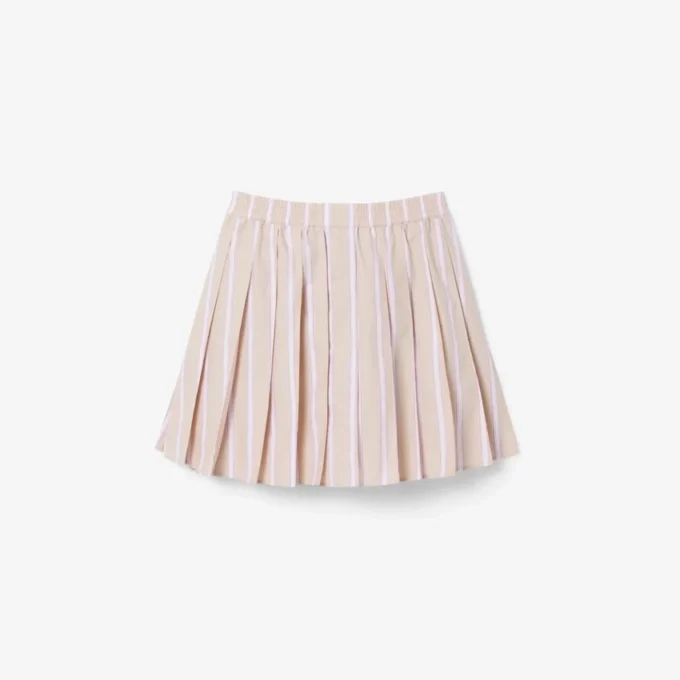 Falda plisada de rayas cortas de popelín