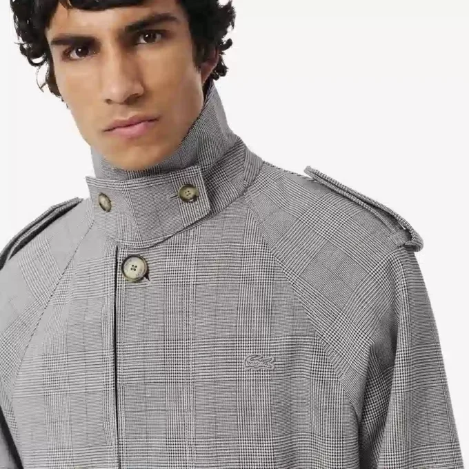 Gabardina a cuadros repelente al agua para hombre