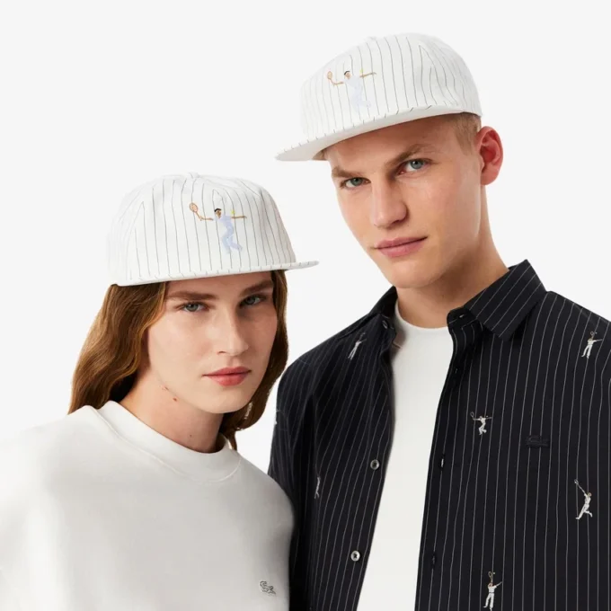 Gorra de sarga de algodón bordada a rayas