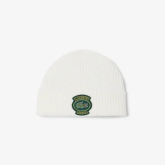 Gorro unisex de lana acanalada con insignia