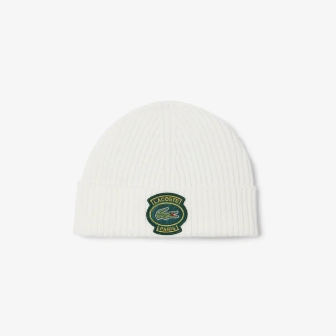Gorro unisex de lana acanalada con insignia