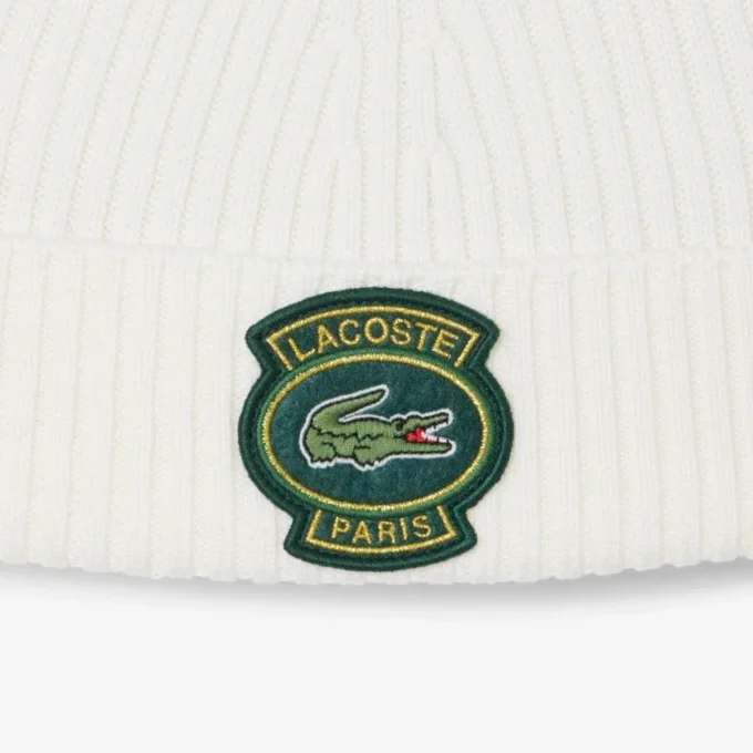 Gorro unisex de lana acanalada con insignia