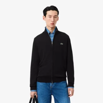 Jersey de algodón con cuello alto y cremallera para hombre