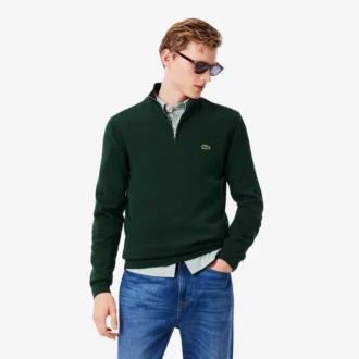 Jersey de algodón con cuello alto y cremallera para hombre