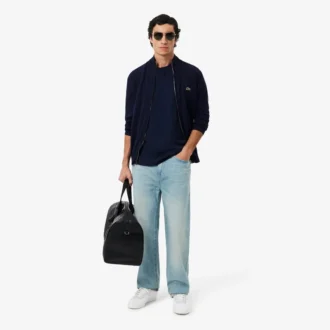 Jersey de algodón con cuello alto y cremallera para hombre