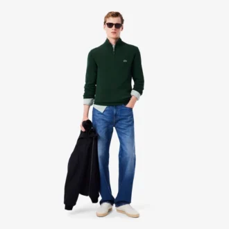 Jersey de algodón con cuello alto y cremallera para hombre