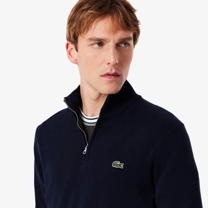 Jersey de algodón con cuello alto y cremallera para hombre