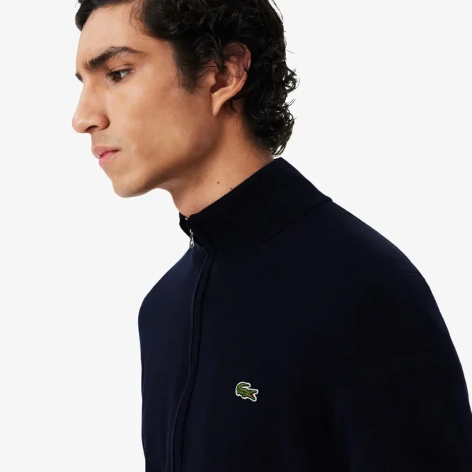 Jersey de algodón con cuello alto y cremallera para hombre