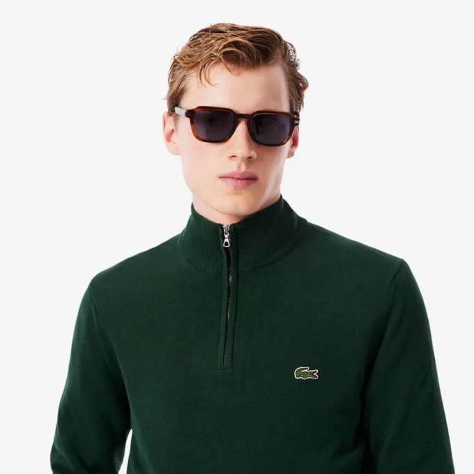 Jersey de algodón con cuello alto y cremallera para hombre