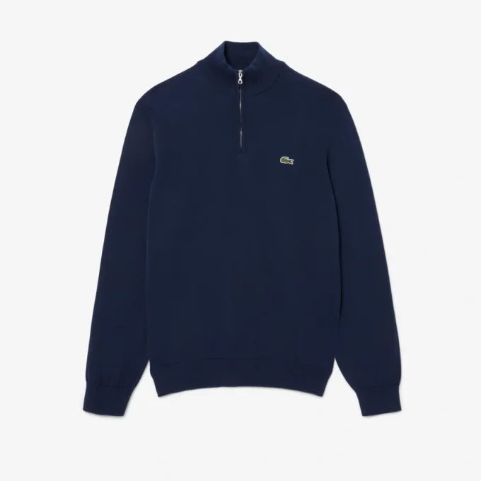 Jersey de algodón con cuello alto y cremallera para hombre