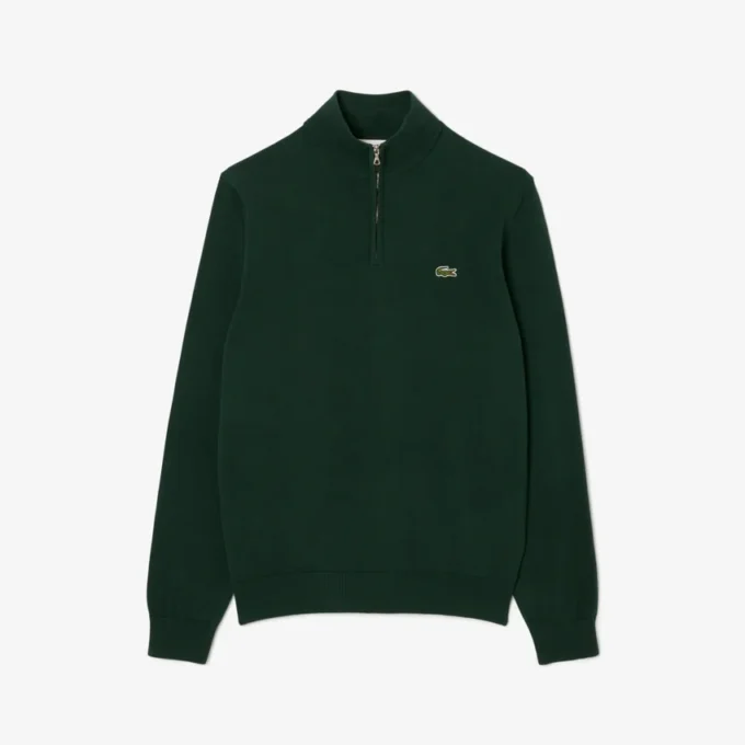 Jersey de algodón con cuello alto y cremallera para hombre