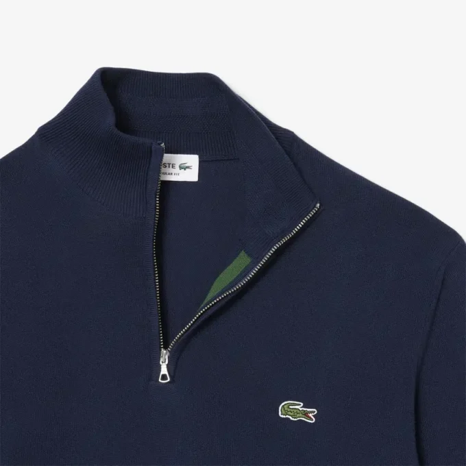 Jersey de algodón con cuello alto y cremallera para hombre