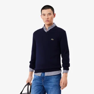 Jersey de algodón con cuello en V para hombre