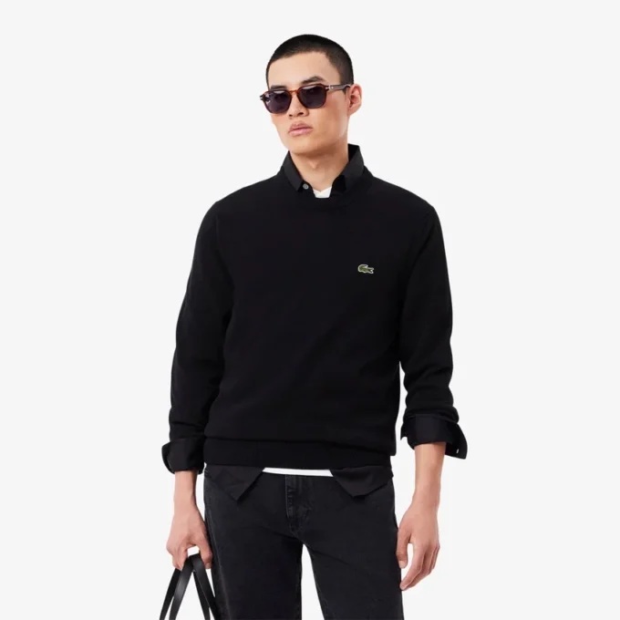 Jersey de algodón de cuello redondo para hombre