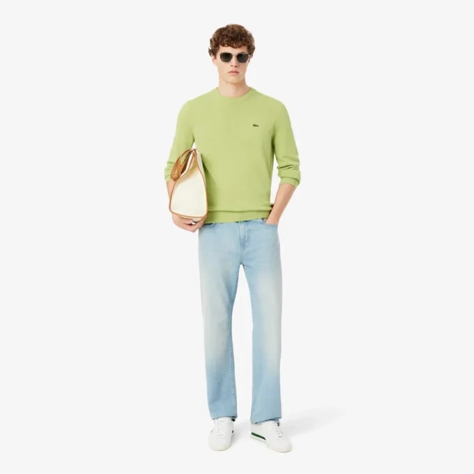 Jersey de algodón de cuello redondo para hombre