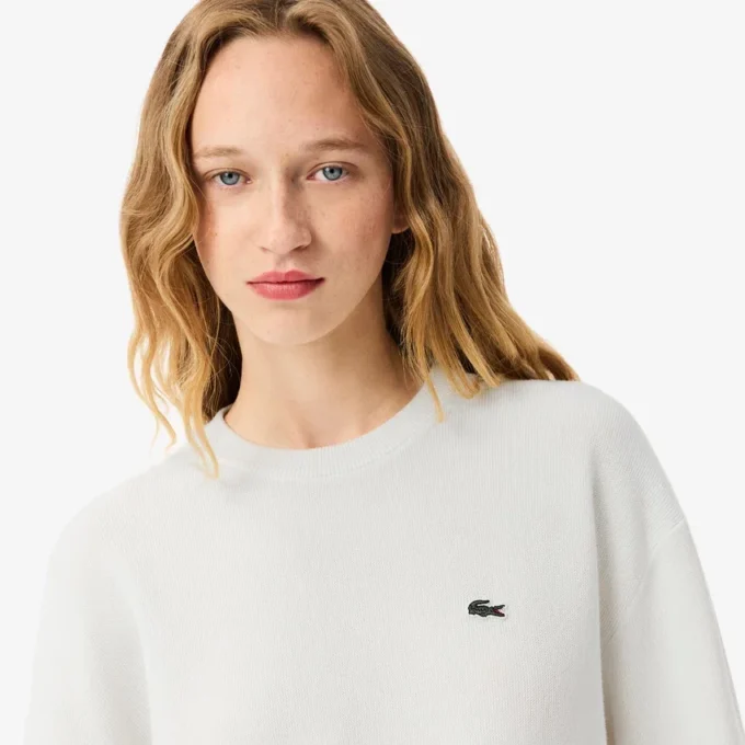Jersey de algodón de cuello redondo y corte holgado para mujer