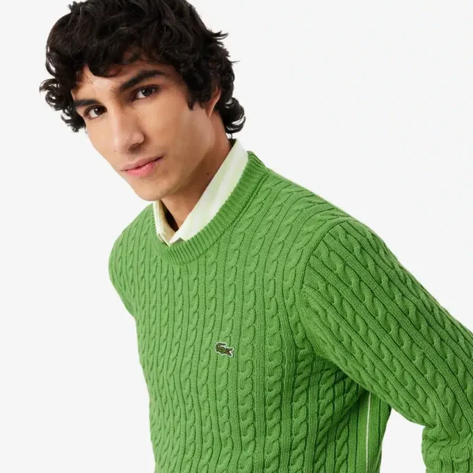 Jersey de algodón de punto trenzado para hombre