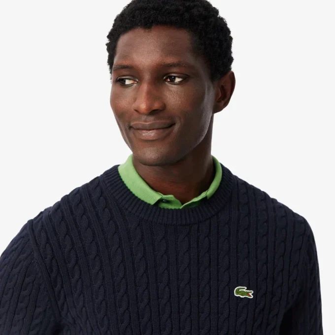 Jersey de algodón de punto trenzado para hombre
