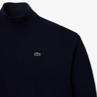 Jersey de cuello alto de lana de corte holgado para mujer