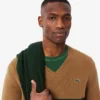 Jersey de cuello en V de lana a rayas para hombre