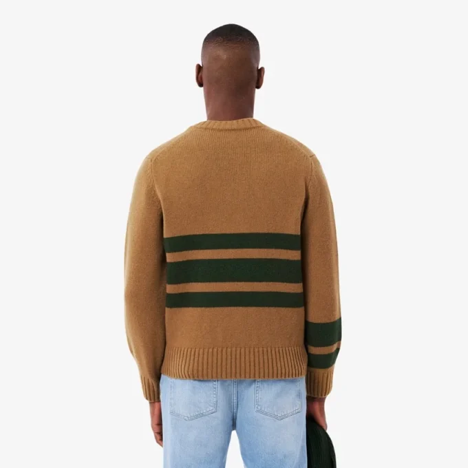 Jersey de cuello en V de lana a rayas para hombre