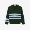 Jersey de cuello en V de lana a rayas para hombre