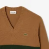 Jersey de cuello en V de lana a rayas para hombre