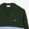 Jersey de cuello en V de lana a rayas para hombre