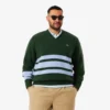 Jersey de cuello en V de lana a rayas para hombre