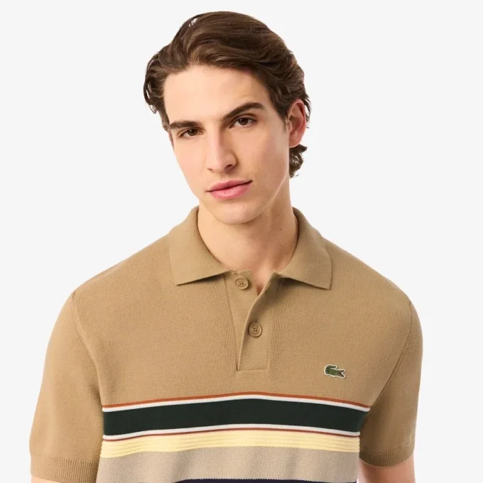 Jersey de cuello polo a rayas para hombre, fabricado en Francia