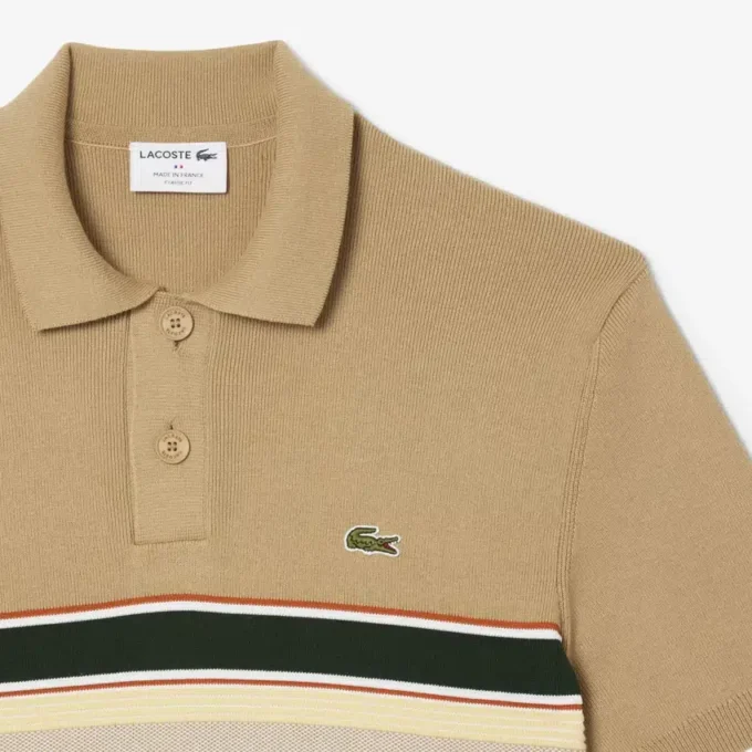 Jersey de cuello polo a rayas para hombre, fabricado en Francia