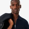 Jersey de cuello polo con media cremallera para hombre, mezcla de algodón y lana