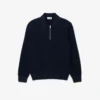 Jersey de cuello polo con media cremallera para hombre, mezcla de algodón y lana