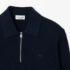Jersey de cuello polo con media cremallera para hombre, mezcla de algodón y lana
